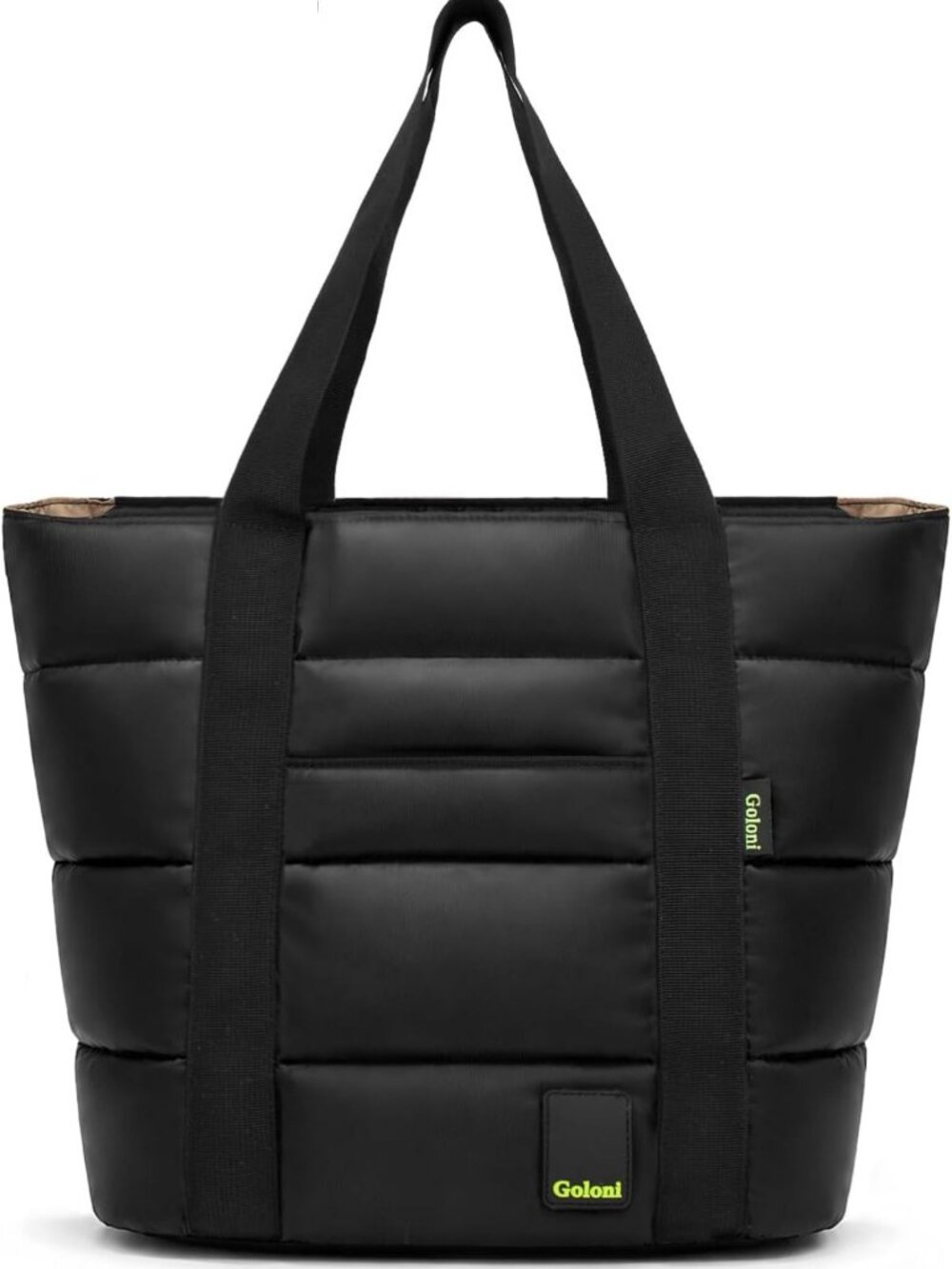 Lightweight Quilted Puffer Tote Bag, Water-Resistant Nylon, Multi-Compartment